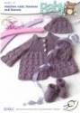 UK Hand Knit Association Baby Matinee Coat Booties & Bonnet 4 Ply Knitting Pattern BHKC47