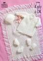 King Cole Baby Matinee Coat, Bonnet, Booties, Mitts & Pram Cover DK/4 Ply Knitting Pattern 2798