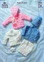 King Cole Baby Jacket, Cardigan, Slipover & Hat DK Knitting Pattern 2888