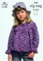 King Cole Children's Tops, Fingerless Gloves & Hat Zig Zag 4 Ply Knitting Pattern 3058