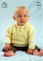 King Cole Baby Sweater & Sweater Dress Fashion Aran Knitting Pattern 3077