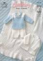 King Cole Baby Jacket, Shawl, Sweater, Shorts 3 Ply & 4 Ply Knitting Pattern 3114