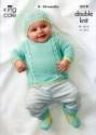King Cole Baby Sweater, Tank Top, Cardigan, Boots & Hat DK Knitting Pattern 3319