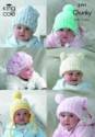 King Cole 6 Baby Hats Comfort Chunky Knitting Pattern 3391