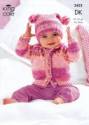 King Cole Baby Cardigan & Hats Splash DK Knitting Pattern 3423