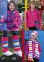 King Cole Children's Hat, Scarves, Gloves, Bag & Leg Warmers DK Knitting Pattern 3446