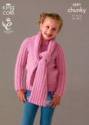 King Cole Children's Sweater, Cardigan & Scarf Magnum Chunky Knitting Pattern 3591