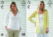 King Cole Ladies Sweater & Cardigan Bamboo Cotton DK Knitting Pattern 3692