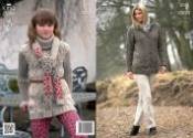 King Cole Ladies/Girls Tunic, Coat & Scarf Fashion Aran Knitting Pattern 3744