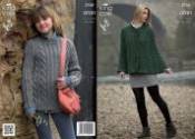 King Cole Ladies/Girls Cape & Sweater Fashion Aran Knitting Pattern 3745