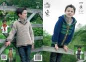 King Cole Children's Hoodie, V-neck & Scarf Merino DK Knitting Pattern 3772