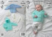 King Cole Baby Jacket, Sweater, Hat & Mittens Baby Glitz DK Knitting Pattern 3776