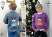 King Cole Children's Christmas Jacket & Sweater Big Value DK Knitting Pattern 3808