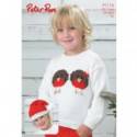 Peter Pan Baby/Children's DK Xmas Sweater & Hat Knitting Pattern 1174