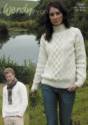 Wendy Traditional Aran Unisex High Neck Cable Sweater Knitting Pattern 5587