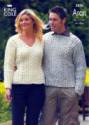 King Cole Fashion Aran Ladies & Men's Sweater Knitting Pattern 2876
