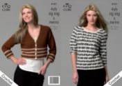 King Cole Ladies Striped Sweater & Boxy Striped Cardigan 4 Ply Crochet Pattern 3121