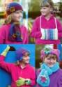 King Cole Girls Hats, Scarves, Gloves & Warmers DK & Chunky Knitting Pattern 3298