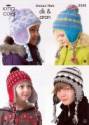King Cole Children's Hats DK & Aran Knitting Pattern 3345