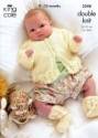 King Cole Baby Cardigan, Dress & Booties DK Knitting Pattern 3398