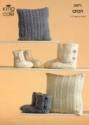 King Cole Aran Hug Boots & Cushions Knitting Pattern 3471