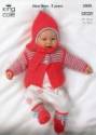 King Cole Baby Sweater, Jacket, Scarf/Hat & Boots Aran Knitting Pattern 3505