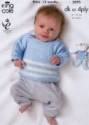King Cole Baby Jacket, Sweater, Gilet & Moccasins DK & 4 Ply Knitting Pattern 3695