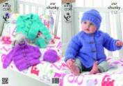 King Cole Baby Jacket, Hat & Mittens Comfort Chunky Knitting Pattern 3707