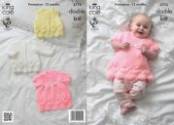 King Cole Baby Dress, Jacket & Bolero Baby Glitz DK Knitting Pattern 3774