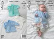 King Cole Baby Dress & Cardigan Baby Glitz DK Knitting Pattern 3775