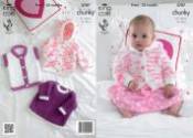 King Cole Baby Cuddles Chunky Jacket, Top & Gilet Knitting Pattern 3787
