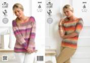 King Cole Ladies Shine DK Sweater Knitting Pattern 3843