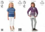 King Cole Children's Cardigan & Top Big Value & Tinsel Chunky Knitting Pattern 3853