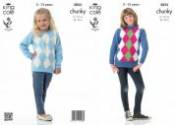 King Cole Children's Sweaters Big Value Chunky Knitting Pattern 3855