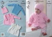 King Cole Baby Big Value Chunky Coats, Sweater & Hat Knitting Pattern 3858