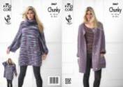 King Cole Ladies Magnum Chunky Coatigan & Sweater Knitting Pattern 3867