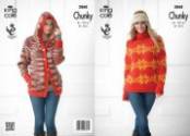 King Cole Ladies Magnum Chunky Hoodie & Sweater Knitting Pattern 3868