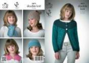 King Cole Jacket, Hats, Neck Scarf and Collar Galaxy DK Knitting Pattern 3873