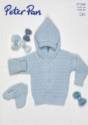 Peter Pan Baby/Children's DK Jumper With Hood & Mitts Knitting Pattern 1148
