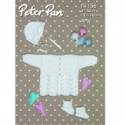 Peter Pan Baby/Children's 4 Ply Cardigan, Bonnet & Mitts Knitting Pattern 1155