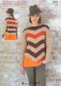 Hayfield Ladies DK with Wool V-neck Striped Sweater Knitting Pattern 9900