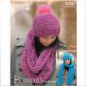 Wendy Pampas Mega Chunky Wrap & Hat Knitting Pattern 5752